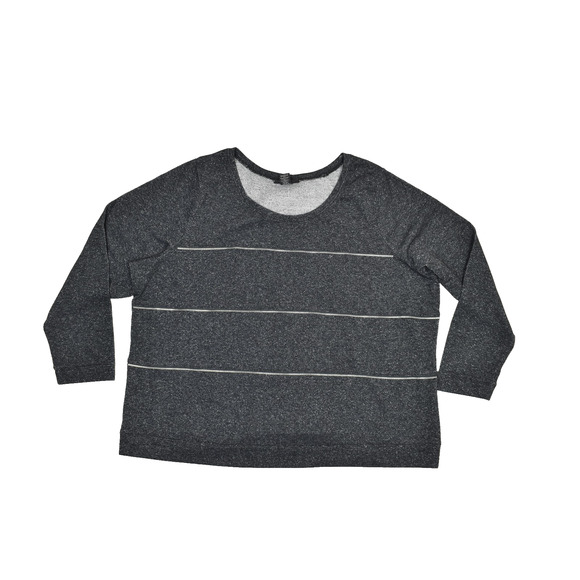 NEW Lane Bryant Plus Size 26/28 Gray Glitter Striped Blouse Long Sleeve Top - Picture 1 of 8